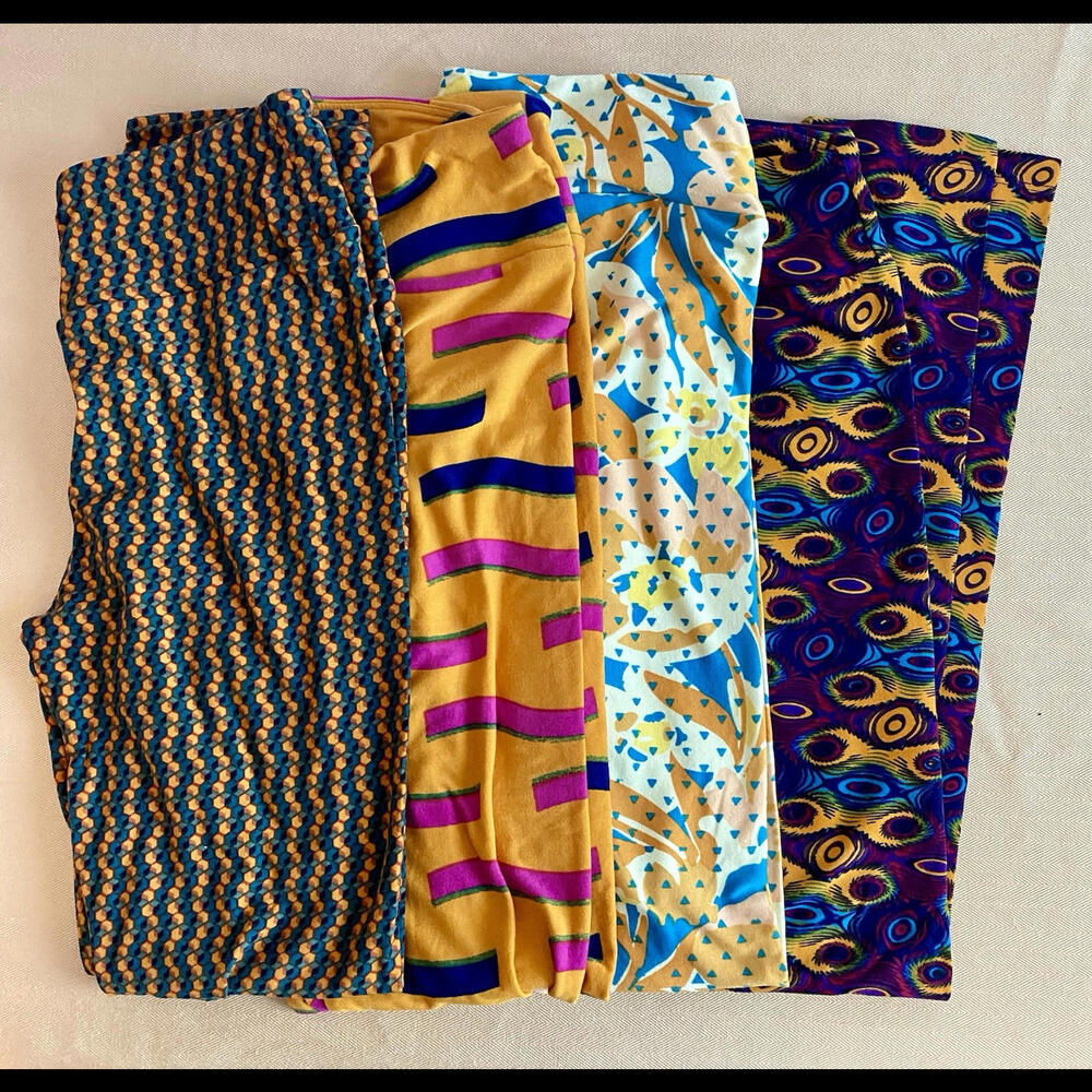 Lularoe Leggings‎ Women's One size Multicolored Soft Lot of 4 Bundle